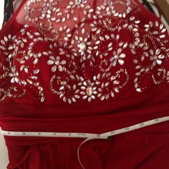 RED Embellished Plated Jeweled Prom Gown B. Darlin - Picture 15 of 15